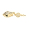 Brass Micro Pave Cubic Zirconia Box Clasps, with Glass, Real 18K Gold Plated, 36x9.5x8mm, Hole: 1.4mm and 1.2mm