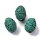 Cinnabar Beads, Carved Lacquerware, Oval, Dark Sea Green, 14x10mm, Hole: 1.8mm