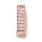Rack Plating Rectangle Brass Micro Pave Cubic Zirconia Slide Charms, Long-Lasting Plated, Lead Free & Cadmium Free, Rose Gold, 12x4x6mm, Hole: 3.5x10.5mm