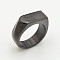 304 Stainless Steel Finger Rings, Rectangle, Black, US Size 11(20.6mm)