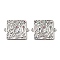 Brass Micro Pave Colorful Cubic Zirconia Hollow Connector Charms, Square Links, Real Platinum Plated, 25x31x2mm, Hole: 1.8mm
