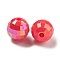 Plating Eco-Friendly Poly Styrene Acrylic Beads, AB Color, Faceted Round, Deep Pink, 8mm, Hole: 1mm, about 2000pcs/500g