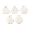 Natural Freshwater Shell Carved Shell Shape Charms, White, 12.5x11.5x2.5mm, Hole: 1.2mm