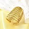 304 Stainless Steel Adjustable Cuff Rings for Women, Real 18K Gold Plated, 39.5mm, Inner Diameter: Adjustable