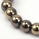Round Electroplate Non-magnetic Synthetic Hematite Beads Strands G-P065-01-2