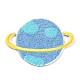 コンピューター化された刺繡布自己粘着パッチ  パッチにこだわる  マスクと衣装のアクセサリー  アップリケ  惑星  ブルー  38x51.5x1.5mm DIY-G031-02A-1