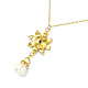 Enamel Flower with Plastic Pearl Pendant Necklace NJEW-M199-06G-3