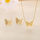 Комплекты ожерелий и серег-гвоздиков с подвесками в виде бабочки из нержавеющей стали 304 с ракушечным жемчугом FS-WGE2DA4-01-1