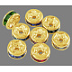 グレードラインストーンスペーサービーズ  黄金の銅  ロンデル  ニッケルフリー  ミックスカラー  直径約4mm  厚さ2mm  穴：0.8mm X-RSB034NFG-1