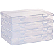 BENECREAT 4 Pack 17x10.5x2.5cm Inches Large Clear Plastic Box Container Clear Storage Organizer with Hinged Lid for Small Craft Accessories Office Supplies Clips CON-BC0005-36-1