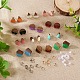 Cheriswelry fai da te 12 paio di 12 orecchini a bottone in resina bicolore e legno di noce DIY-CW0001-35-5