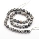 Faceted Round Natural Black Silk Stone/Netstone Beads Strands G-E302-063-8mm-2