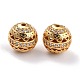 Brass Micro Pave Clear Cubic Zirconia Beads ZIRC-L075-025G-2