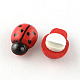 Dyed Beetle Wood Cabochons with Label Paster on Back WOOD-R255-07-3