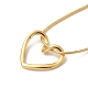 304 Stainless Steel Heart Pendant Necklace with Round Snake Chains NJEW-H024-07G-2