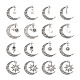 Pandahall ジュエリー 28 個 7 スタイルチベットスタイル亜鉛合金ペンダント  月と羽と太陽と星とバラ  アンティークシルバー  40~41x30~35.5x1.3~2.5mm  穴：2.2~2.5mm  4個/スタイル FIND-PJ0001-25-2