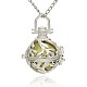 Silver Color Plated Brass Hollow Round Cage Pendants KK-J236-05S-1