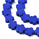 手作り樹脂粘土ビーズ連売り  花  ブルー  9~10x9~10x4~4.5mm  穴：1.6mm  約36~40個/連  13.58インチ〜14.57インチ（34.5~37cm） CLAY-N011-023-01B-3