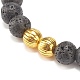 Bracelet extensible perlé rond en pierre de lave naturelle avec alliage BJEW-JB08009-4