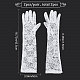 CRASPIRE Long White Lace Gloves Floral Lace Gloves for Wedding Opera Party 1920s Flapper Gatsby Accessories Velvet Stretchy Elbow Gloves Length 16.7” for Wedding Evening Prom Party Dinner AJEW-WH0248-18-2