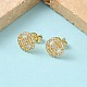 Круглые серьги-гвоздики из латуни с микропаве из прозрачных кубических цирконий EJEW-Z144-02G-2