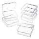 正方形プラスチックビーズ貯蔵容器  透明  7.4x7.3x2.5cm CON-FS0001-07B-4