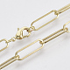 Fabricación de collar de cadena de clip de papel ovalado plano de latón MAK-S072-07A-LG-1