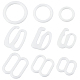Gorgecraft 270 Stück 9 Stil Kunststoff-Unterwäscheriemen Einstellschnallen, BH-Gleitring, weiß, 9~13.5x9~13x1.5~2.3 mm, 30pcs / style