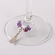 De piedras preciosas naturales charms de vidrio de vino AJEW-JO00003-03-2