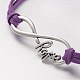 Infinity Antique Silver Plated Alloy Faux Suede Cord Anklets AJEW-AN00124-3