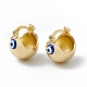 Brass Enamel Evil Eye Half Hoop Earrings EJEW-A093-03G-10-1