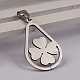 Flat Round with Clover 201 Stainless Steel Pendants STAS-D130-15-2