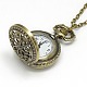Alliage rond et plat avec la montre de poche collier pendentif fleur de quartz WACH-N011-47-3