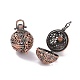 Hollow Brass Round with Rose Cage Pendants KK-F0305-R-NR-3