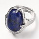 Adjustable Oval Gemstone Wide Band Rings RJEW-L062-01H-2
