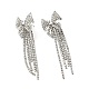 Crystal Rhinestone & Clear Cubic Zirconia Bowknot Tassel Dangle Stud Earrings EJEW-C037-10P-1