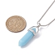 Bullet Shape Synthetic Luminous Stone Pendant Necklace with Brass Snake Chains NJEW-JN04601-4