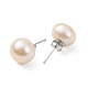 Orecchini a bottone con perle rotonde di perle naturali EJEW-E298-01G-02P-2