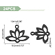 UNICRAFTALE 24pcs 1.6mm Hole 201 Stainless Steel Lotus Flower Charm Metal Gunmetal Flat Hollow Links Yoga Charm Laser Cut Blossom Cut Out Dangle Earring Pendant for Jewelry Findings STAS-UN0043-79-3