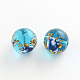 Flower Picture Transparent Glass Round Beads GFB-R004-14mm-K02-1