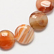 Piedras preciosas abalorios plana redonda de piedra de ágata roja naturales hebras G-S110-14mm-03-1