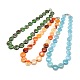 Gemstone Lentil Beaded Necklaces NJEW-P088-M-1