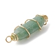 3Pcs 3 Styles Natural Green Aventurine Copper Wire Wrapped Pointed Pendants PALLOY-JF02460-04-4
