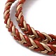 Cuir de vachette corde torsadée tressée deux boucles bracelet wrap avec fermoirs en laiton pour les femmes BJEW-JB09111-5