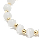 Bracelet extensible en perles œil de chat avec breloque marguerite en alliage d'émail pour femme BJEW-JB08542-6