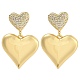 Серьги-гвоздики в форме сердца из латуни с прозрачным фианитом и прозрачным фианитом EJEW-K293-18G-1