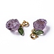 Natural Amethyst Grape Spring Ring Clasp Charms HJEW-P014-04G-2