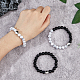 Fibloom 3 pz 3 stili set di braccialetti elasticizzati con perline di howlite naturale e pietra nera smerigliata BJEW-FI0001-21-3