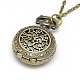 Alloy Flat Round with Star Pendant Necklace Pocket Watch WACH-N011-83-2