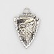 2PCS Antique Silver Shield with Heart Tibetan Style Alloy Pendants X-TIBEP-GC036-AS-RS-1